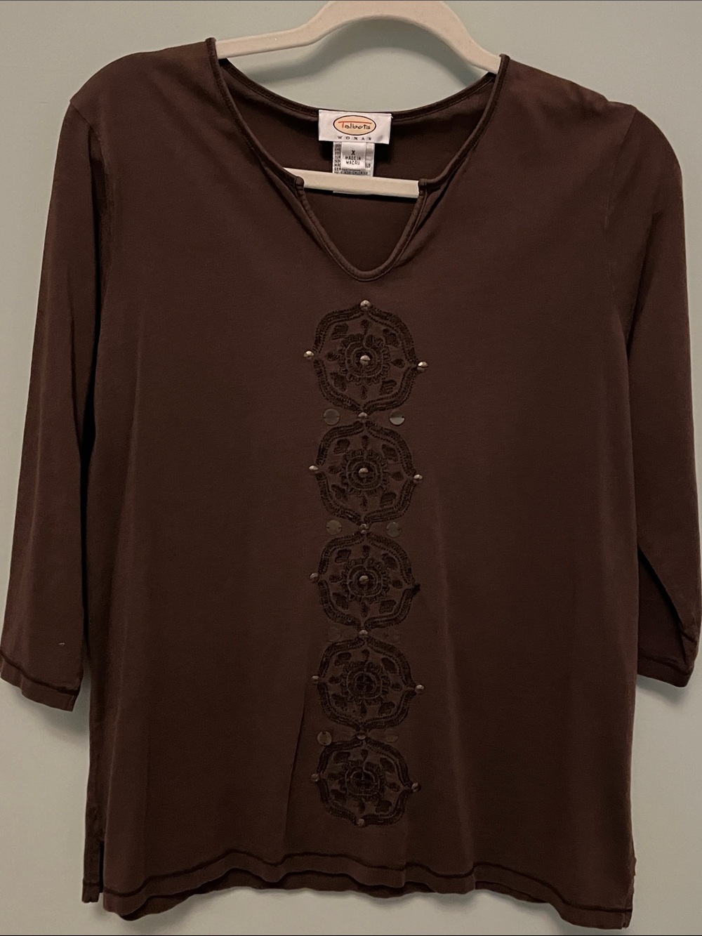 Talbots X tunic PTP 21” COTTON Embellished V-Neck